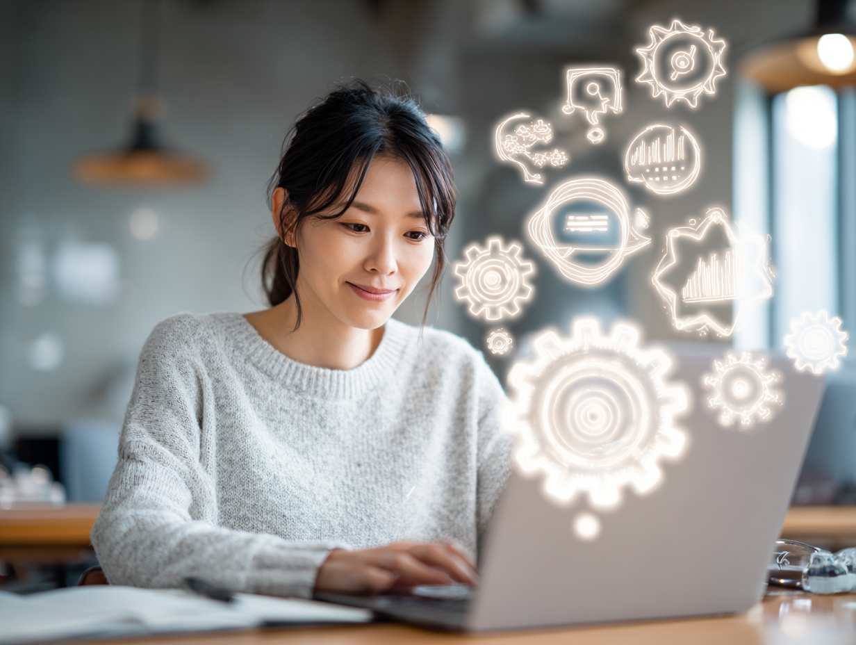 AIライティングのスキルアップを実感するビジネスパーソン